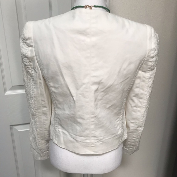 🛍️ SOLD VINTAGE Worthington White Cropped Textured Blazer 10 - Picture 4 of 7